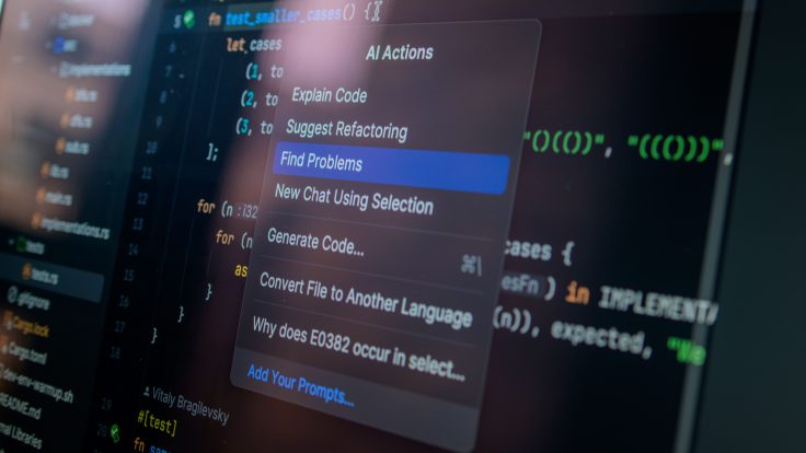 Computerbildschirm mit KI-Optionen